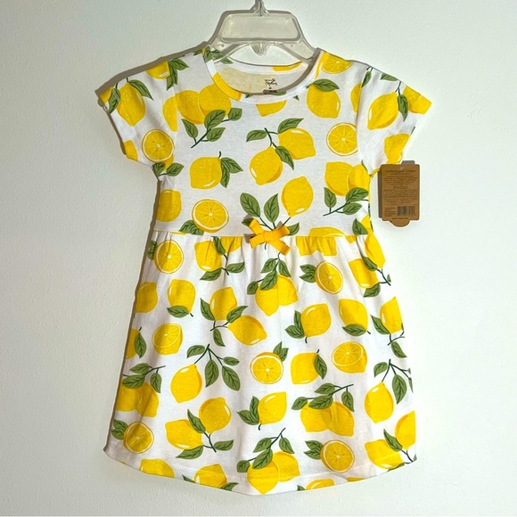 Girls dress size 4T sour lemons with matching hand made bracelets and hair bows - Picture 7 of 9